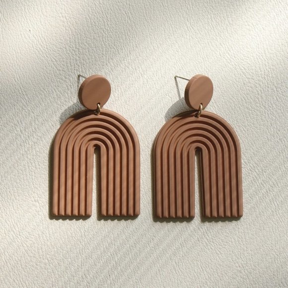 Urban Outfitters Jewelry - U drop earrings brown rainbow arch modern urban outfitters geometric new